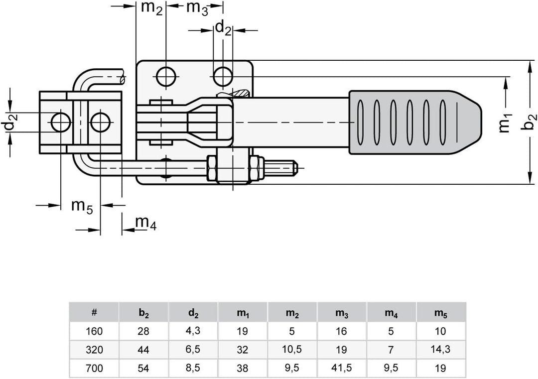 Ganter Normelemente | Verschluss-Spanner für Zugspannung - GN 851-700-T2 | Stahl | verzinkt, blau pa