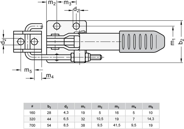 Ganter Normelemente | Verschluss-Spanner für Zugspannung - GN 851-160-T2 | Edelstahl | 1 Stück Halte