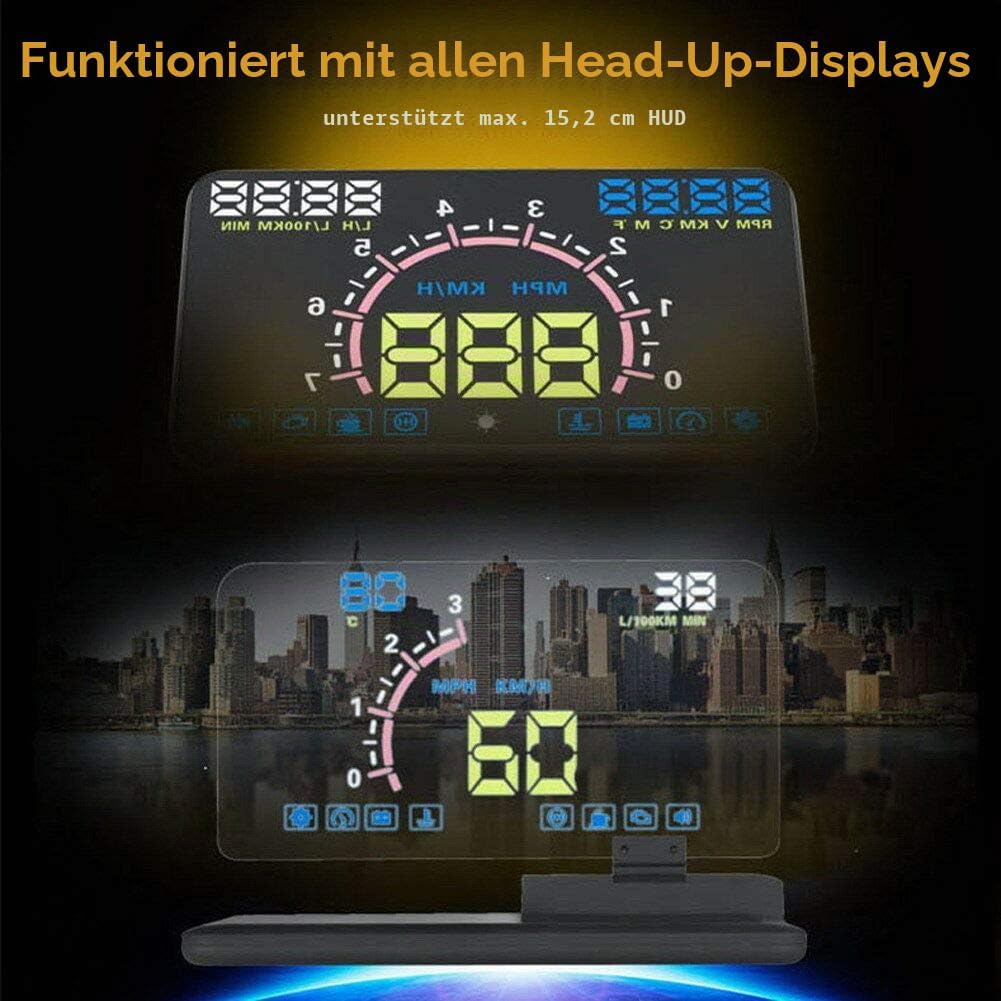 Baceyong 6" Universal Auto HUD Display Head-Up Display Projektor Handy mit GPS-Navigationshalterung