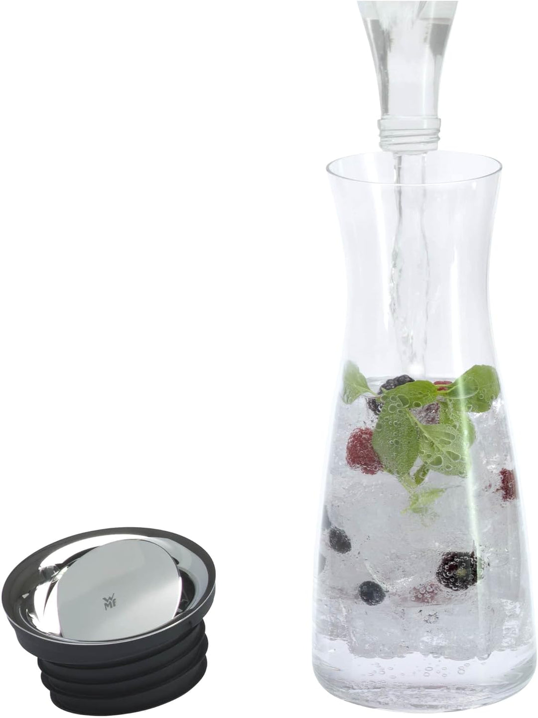 WMF Basic Wasserkaraffe 0,75l Höhe 23,7cm Glaskaraffe Karaffe CloseUp-Verschluss schwarz Glas Cromar
