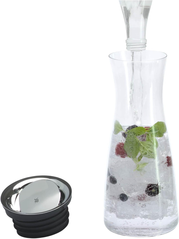 WMF Basic Wasserkaraffe 0,75l Höhe 23,7cm Glaskaraffe Karaffe CloseUp-Verschluss schwarz Glas Cromar