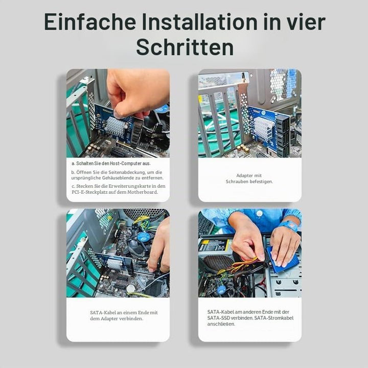 10Gtek 4-Port PCIe SATA-Karte 6 Gbit/s SATA3.0 Controller X1, unterstützt 4 SATA 3.0 Geräte, Windows