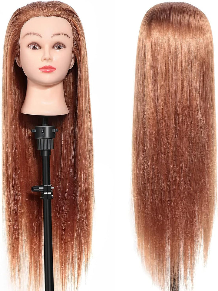 Dickes Haar, Friseur-Trainingskopf, Kosmetik-Puppenkopf, 24-Zoll-Kunstfaser-Haar-Trainingskopf mit T