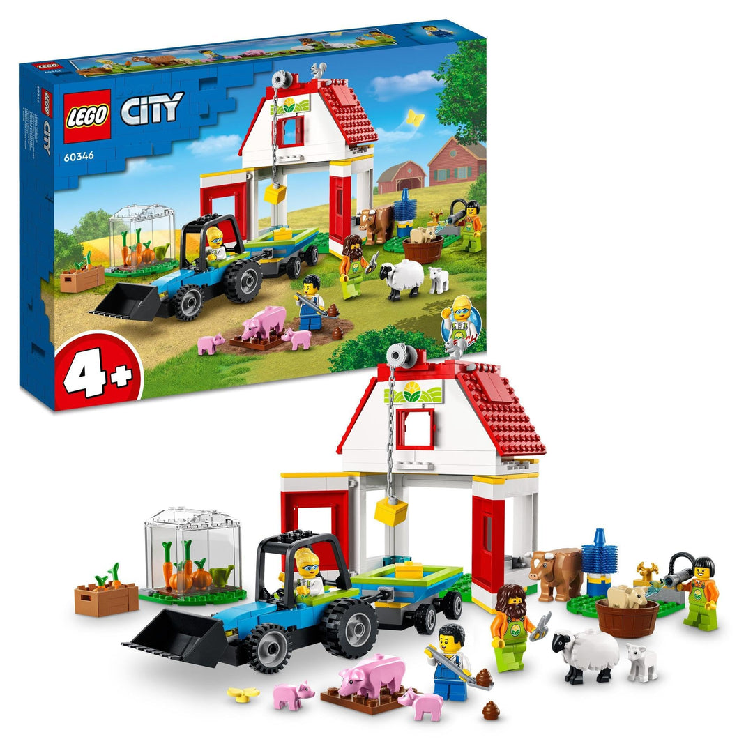 LEGO 60346 City Bauernhof mit Tieren, inkl. Schaf, Schwein, Kuh und mehr sowie Traktor-Spielzeug mit