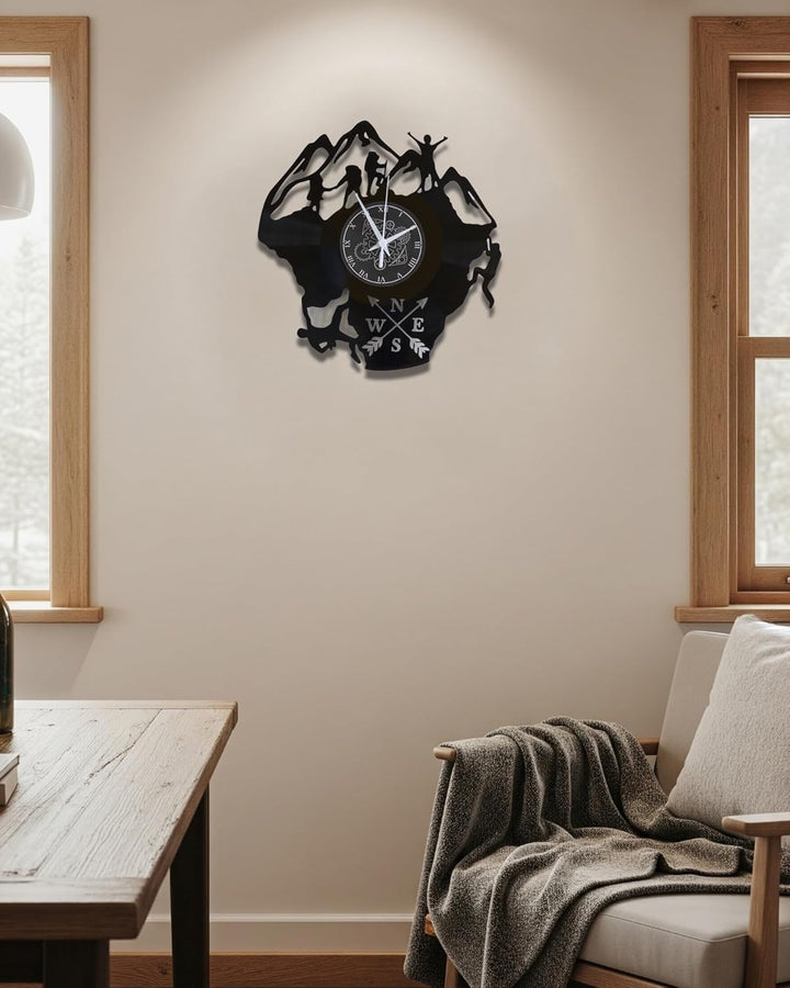 Instant Karma Clocks Vinyl Wanduhr Bergsteigen Berg Klettern, Wandern, Geschenkidee Handgemacht