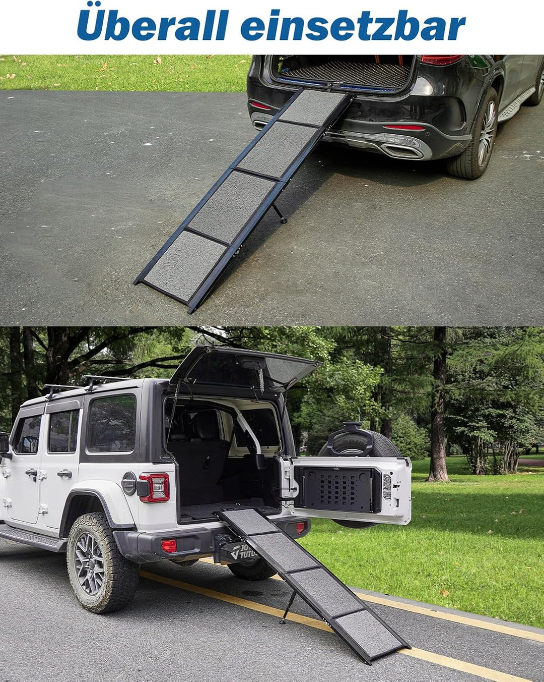 JOYTUTUS klappbare Hunderampe für Autos, SUVs und LKWs, 90kg Belastbarkeit, geeignet für grosse, mit