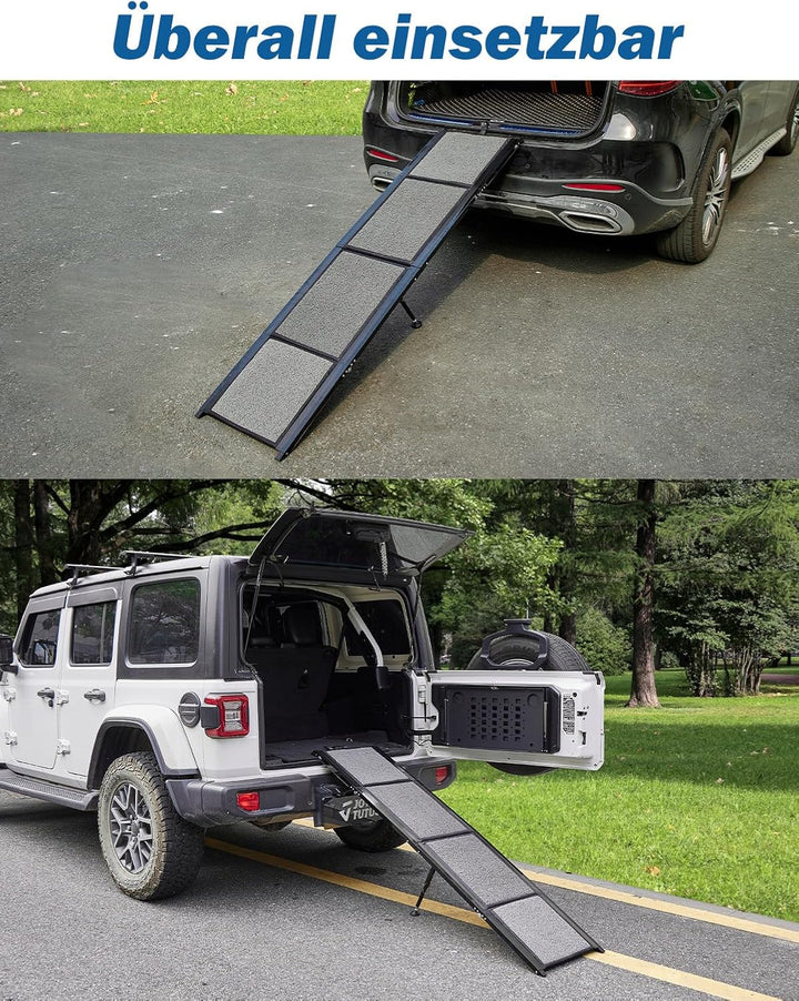 JOYTUTUS klappbare Hunderampe für Autos, SUVs und LKWs, 90kg Belastbarkeit, geeignet für grosse, mit