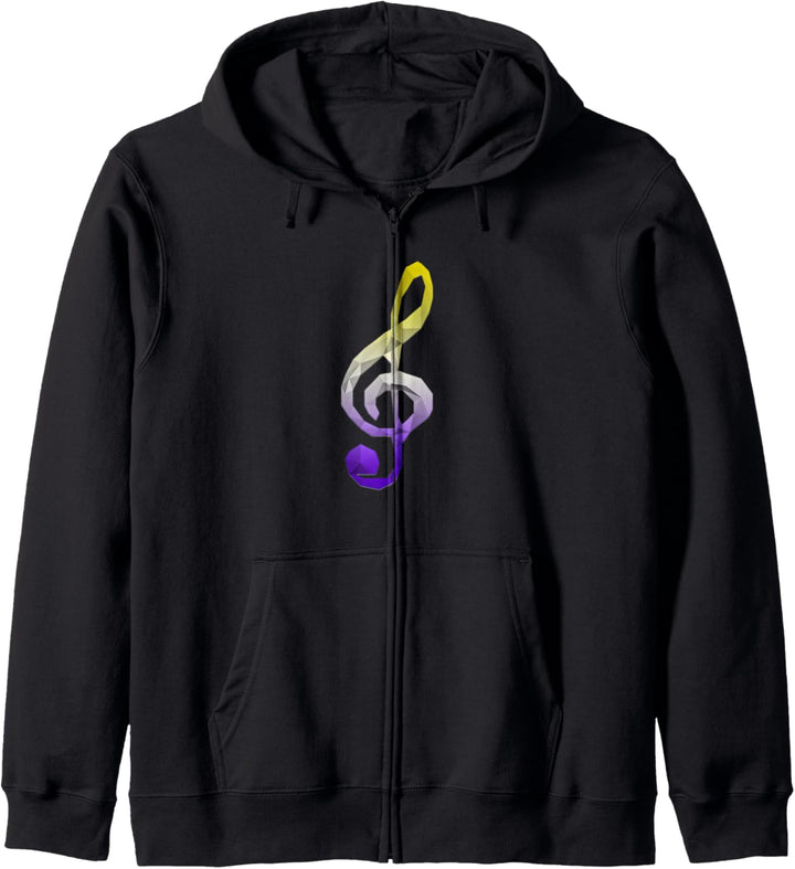 Nonbinary Polygon Musical Violinschlüssel Geometrisches Enby Kapuzenjacke