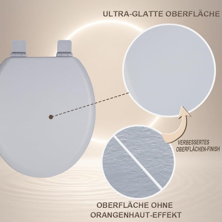 WC-Sitz Holzkern, Ｍatt – Soft-Touch & ultraglatt (ohne Orangenhaut), Absenkautomatik & Schnellversch