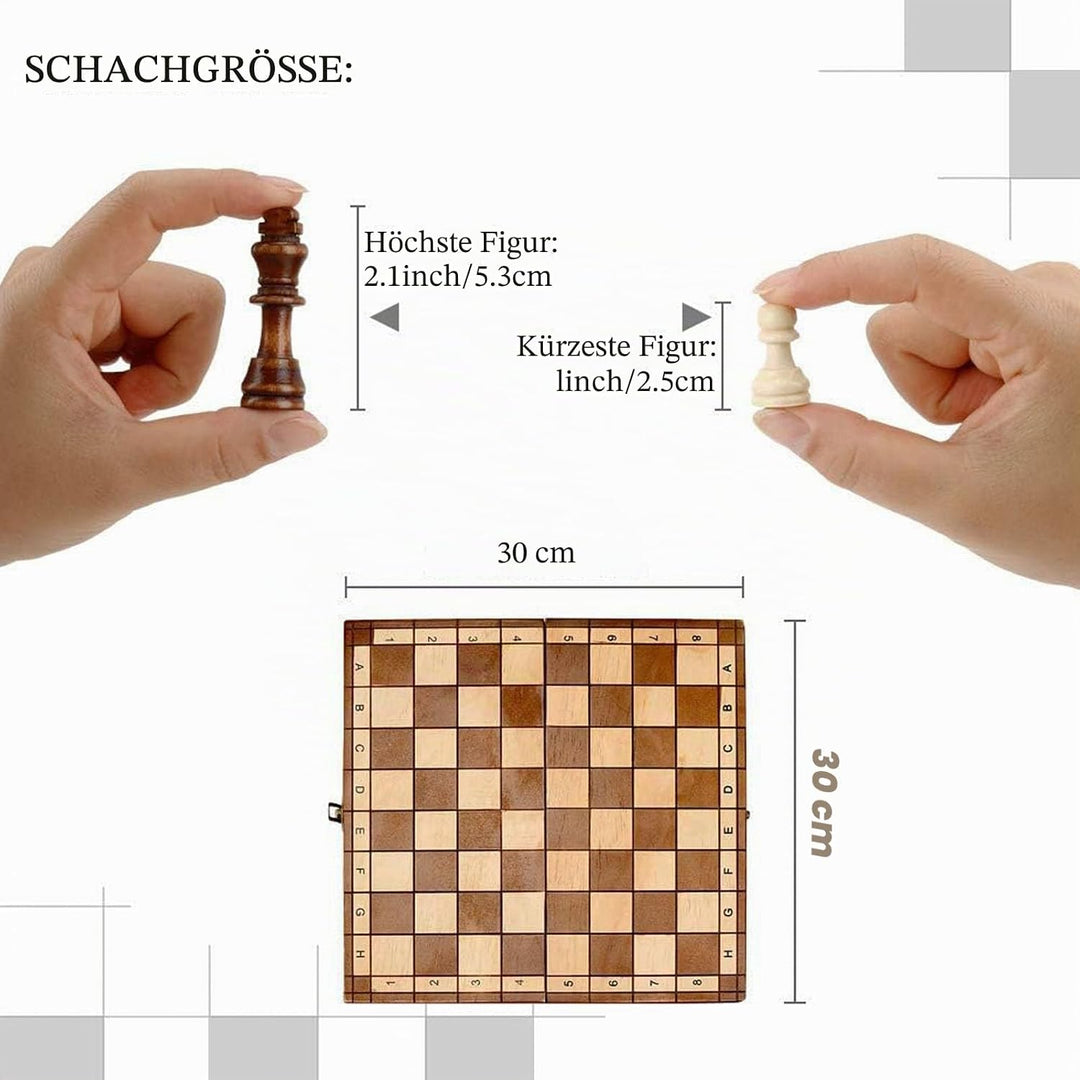 Syrace Schachspiel Schach Schachbrett aus Holz für Kinder und Erwachsene, Zusammenklappbar, Handgefe