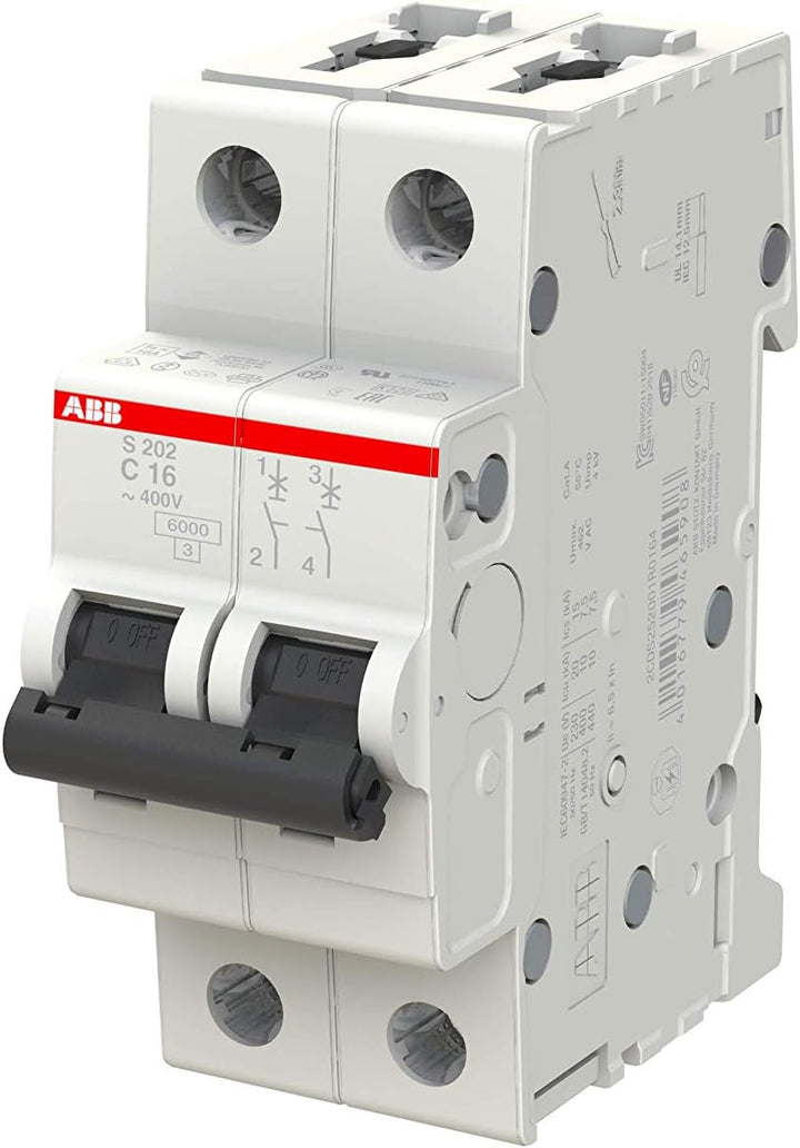ABB Stotz S202 C16-6kA 2P 4016779465908 S465908 1SAM201902R1002 weiss