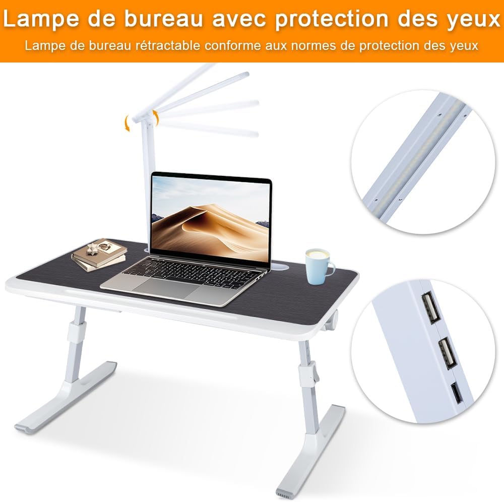 OHMG Betttisch, Laptop-Ständer, faltbar, höhenverstellbar, grosser Betttisch zum Arbeiten, Lesen und