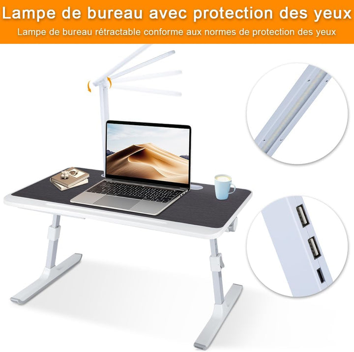 OHMG Betttisch, Laptop-Ständer, faltbar, höhenverstellbar, grosser Betttisch zum Arbeiten, Lesen und