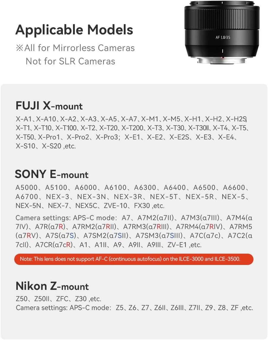 TTartisan APS-C AF 35mm F1.8 II Autofokus-Objektiv für Fuji X-Mount – Leichtes Design, Kompatibel mi