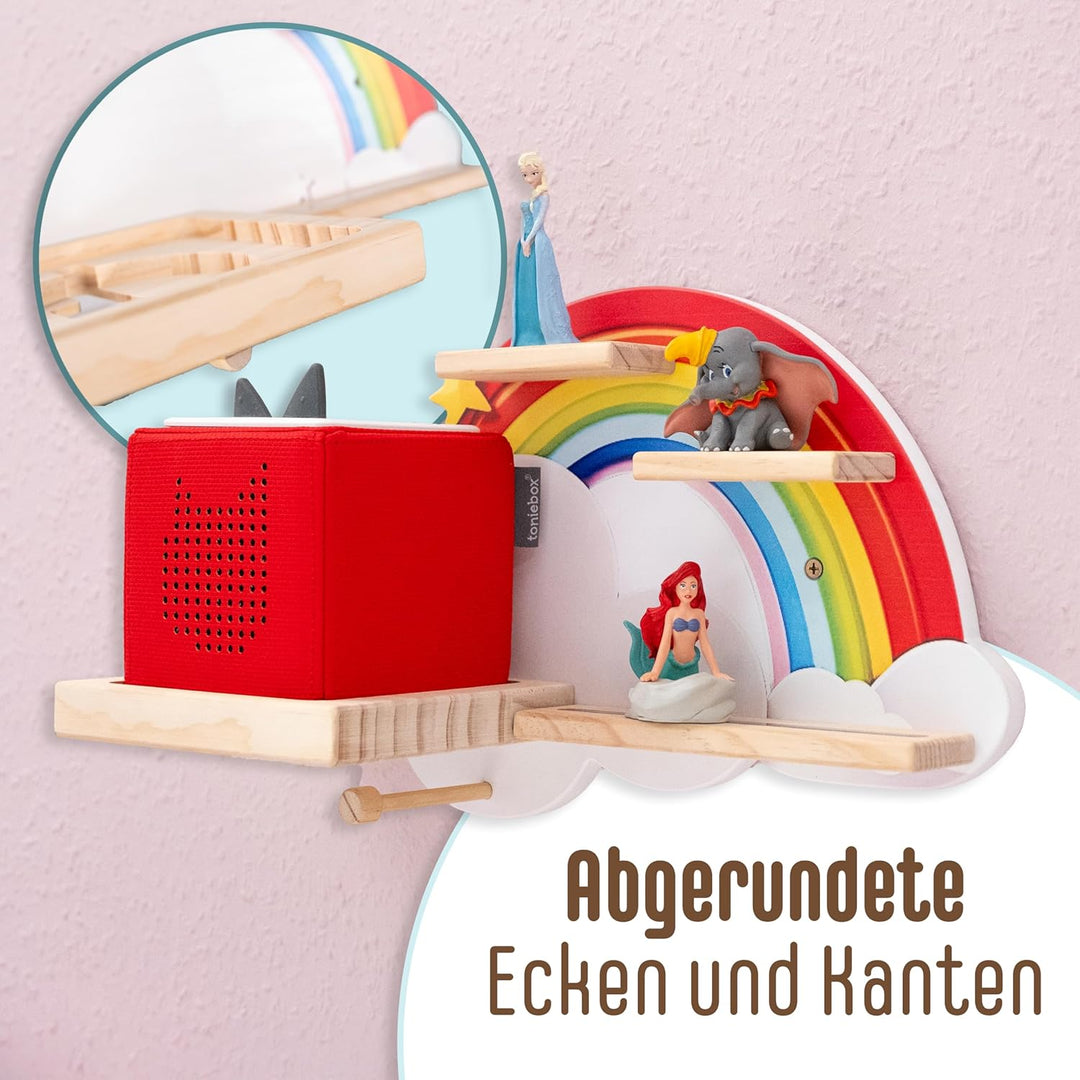 WeMa Tonie Regal Regenbogen - magnetisches Wandregal für Toniebox & Tonie Figuren - Aufbewahrung für