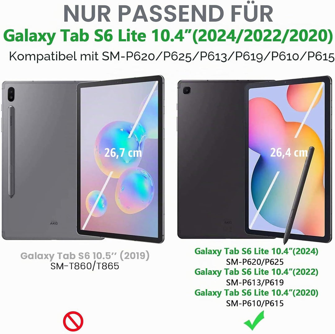 Gerutek Hülle für Samsung Galaxy Tab S6 Lite 10,4 Zoll (2024/2022/2020), Stossfeste Robust Schutzhül