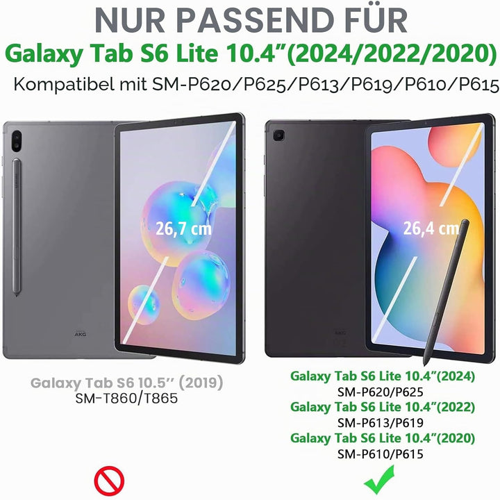 Gerutek Hülle für Samsung Galaxy Tab S6 Lite 10,4 Zoll (2024/2022/2020), Stossfeste Robust Schutzhül