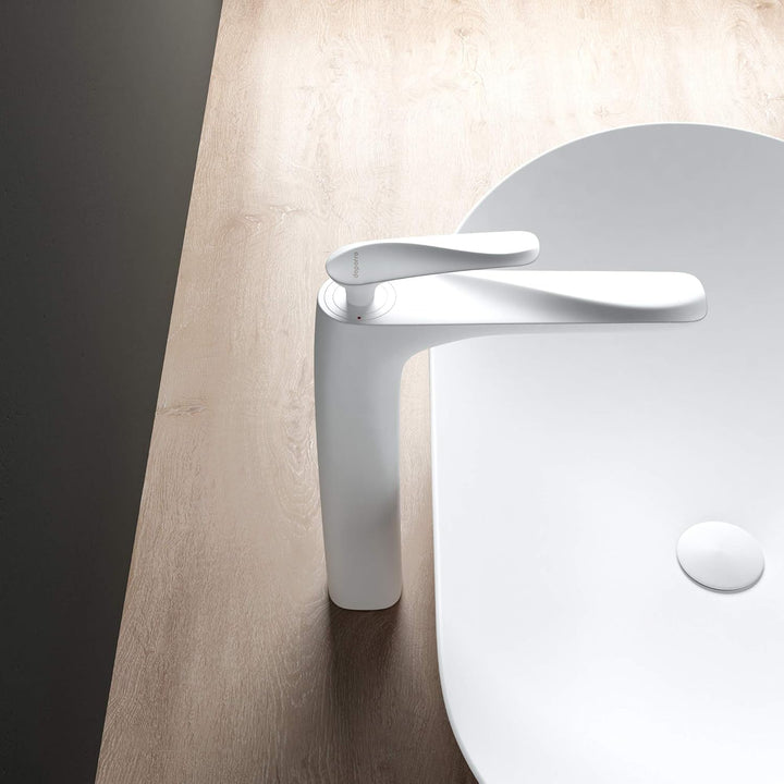 Mai & Mai Armatur Wasserhahn Bad Weiss WAM-7201 | Waschbeckenarmatur 28cm hoch | Badinstallationen E