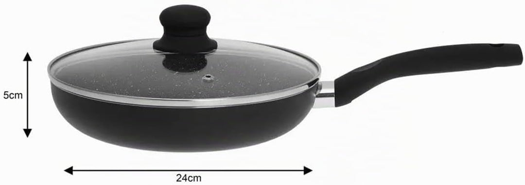 KING HOFF Marmorbeschichtete Pfanne mit Deckel (24 cm), 24 cm