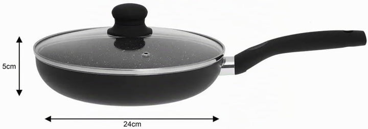 KING HOFF Marmorbeschichtete Pfanne mit Deckel (24 cm), 24 cm