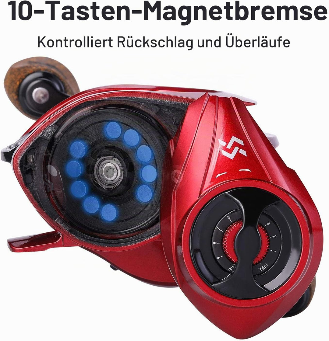 Sougayilang Baitcasting Rollen, 8:1 Übersetzung Angelrolle mit Magnetbremssystem Casting Reel, 9 + 1