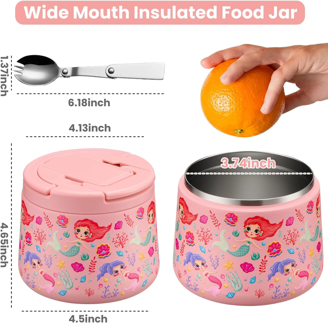 Itslife Thermobehälter für Essen 420ml, Warmhaltebehälter Essen Edelstahl mit Deckel und Löffel, The