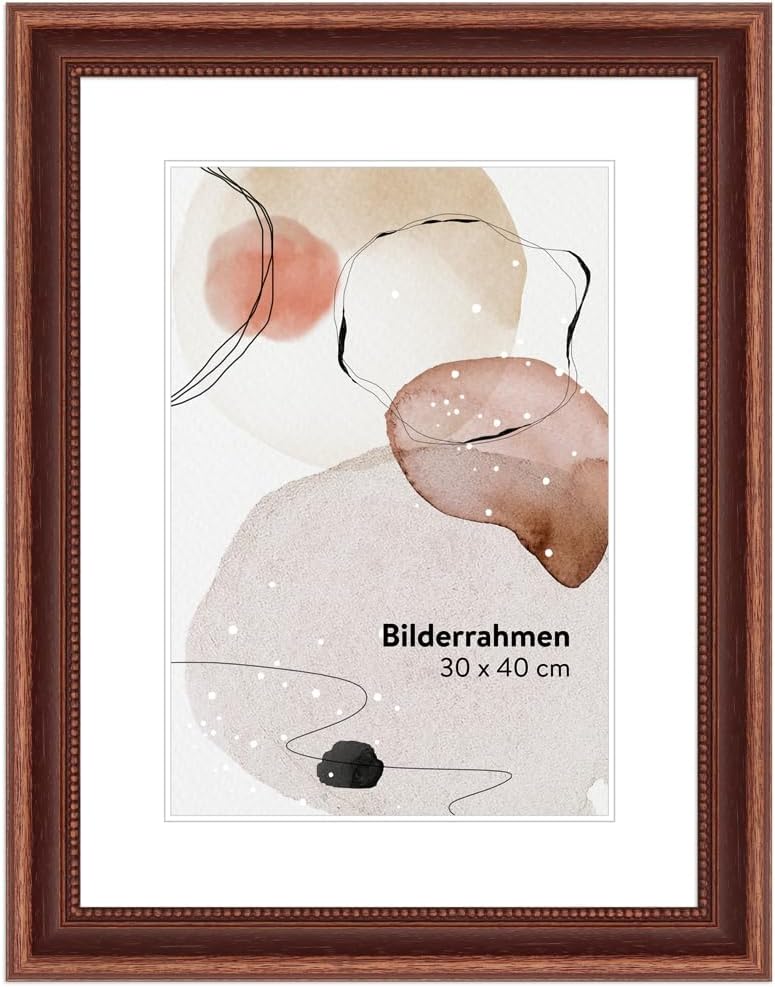WANDStyle Bilderrahmen 30x40 Braun, Landhausstil Bilderrahmen Holz, hochwertiger Holzbilderrahmen, P