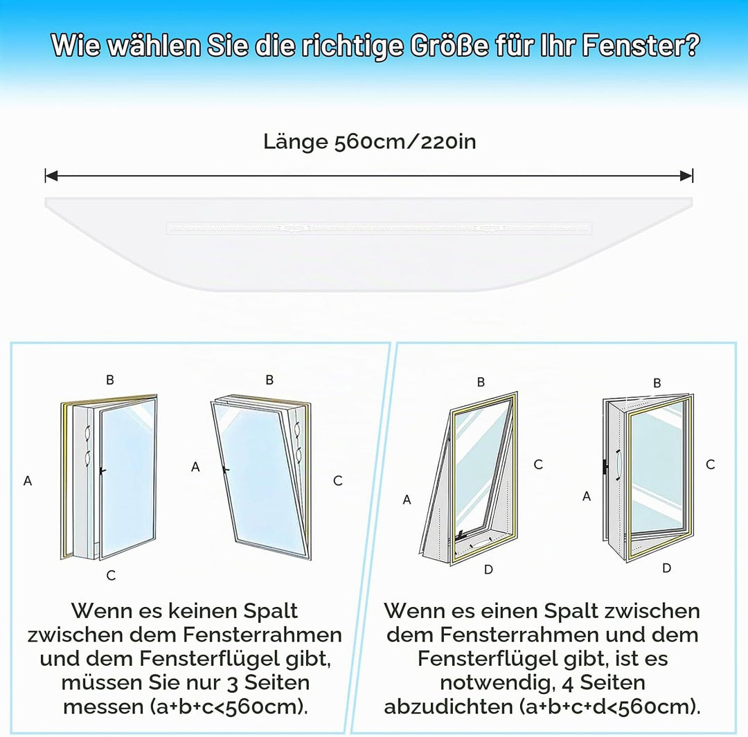 LYUNIT 560CM Fensterabdichtung für Mobile Klimageräte, Klimaanlagen,Wäschetrockner, Ablufttrockner,