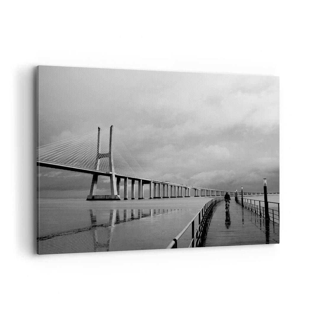 Bilder auf Leinwand 100x70cm Leinwandbild Architektur fahrrad lissabon tourismus Gross Wanddeko Bild