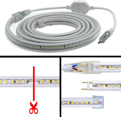 FOLGEMIR 1m Kalt Weiss LED Band, 2835 SMD 144 Leds/m Lichtleiste, 220V 230V Strip, sehr helle Beleuc