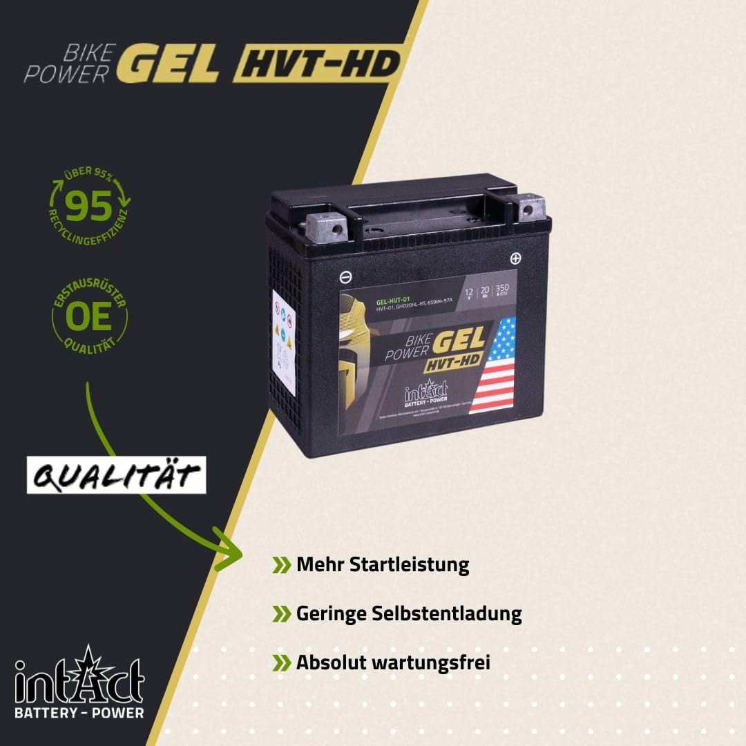 intAct - GEL HVT-01 MOTORRADBATTERIE - Motorrad Batterie perfekt für Harley Davidson & andere hubrau