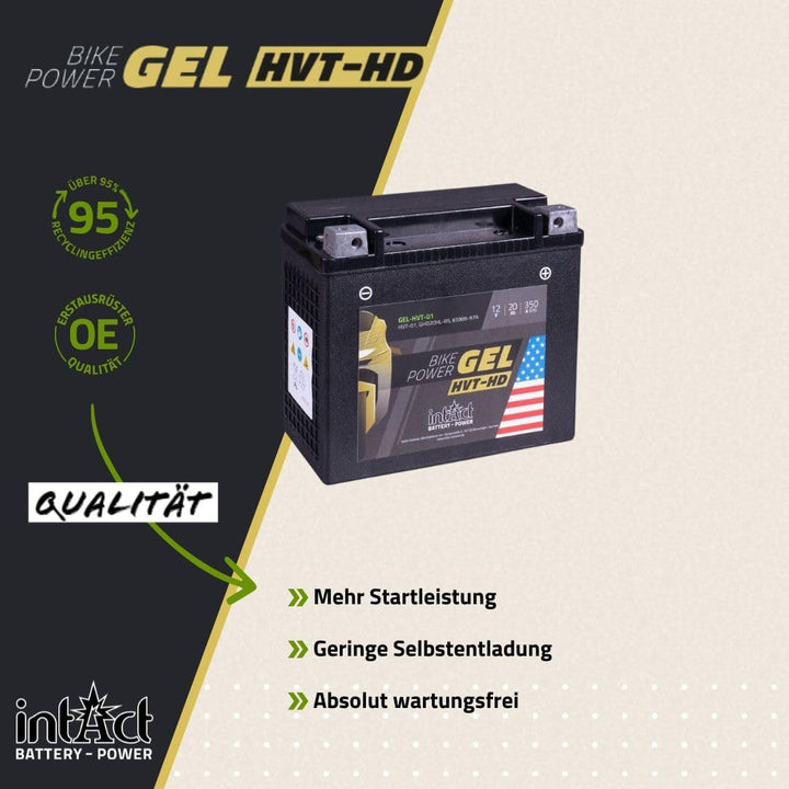intAct - GEL HVT-01 MOTORRADBATTERIE - Motorrad Batterie perfekt für Harley Davidson & andere hubrau