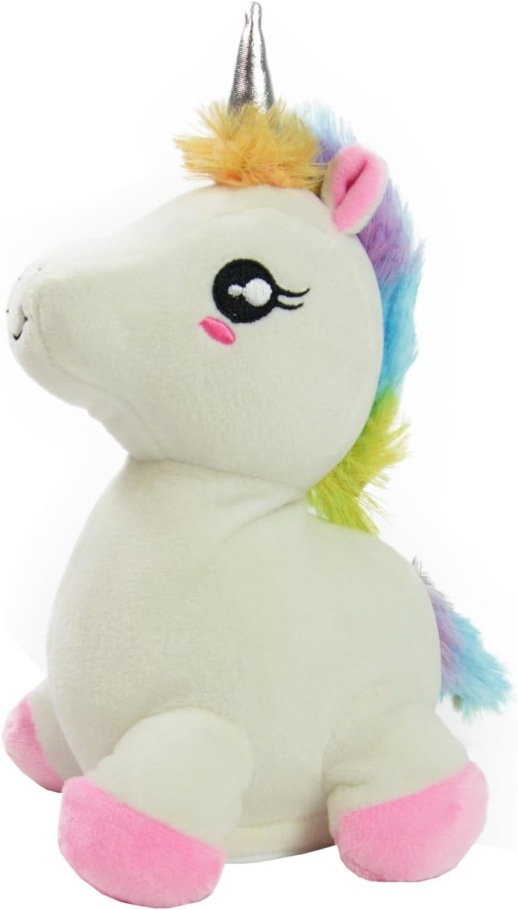 Kögler 75662 - Labertier Einhorn Snowflake, ca. 27 cm gross, nachsprechendes Plüschtier mit Wiederga