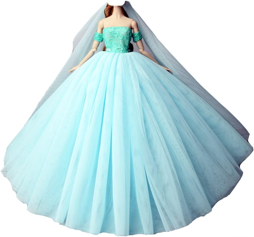 Kleidung und Zubehör für Puppenpuppen, 3 Sets Kleider für Brautkleider mit Schleier Abendrock Abendk