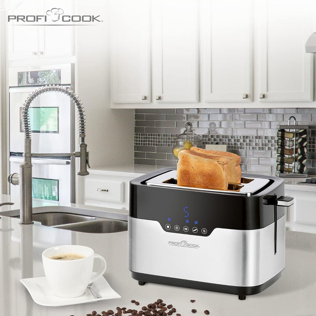 ProfiCook PC-TA 1170 2-Scheiben-Toaster, Sensor Touch, Brötchenaufsatz, Krümelschublade, Zentrierfun