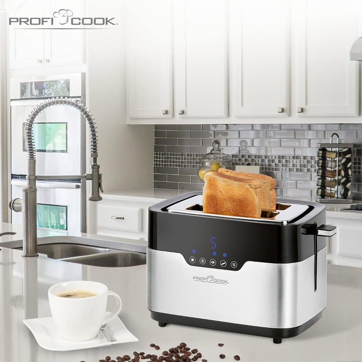 ProfiCook PC-TA 1170 2-Scheiben-Toaster, Sensor Touch, Brötchenaufsatz, Krümelschublade, Zentrierfun