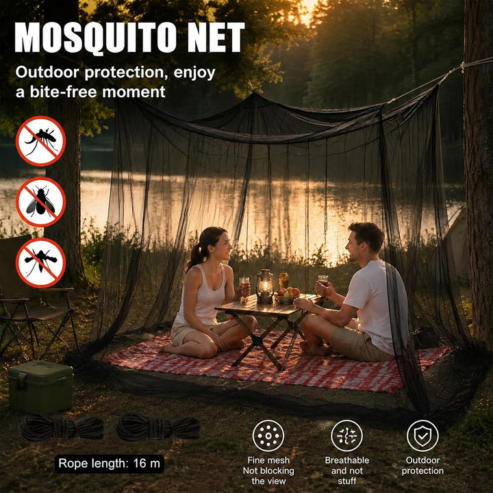 Moskitonetz Bett mit 1 Tür, Moskitonetz Camping Extra gross, Mückennetz Bett Geeignet für Pavillons,