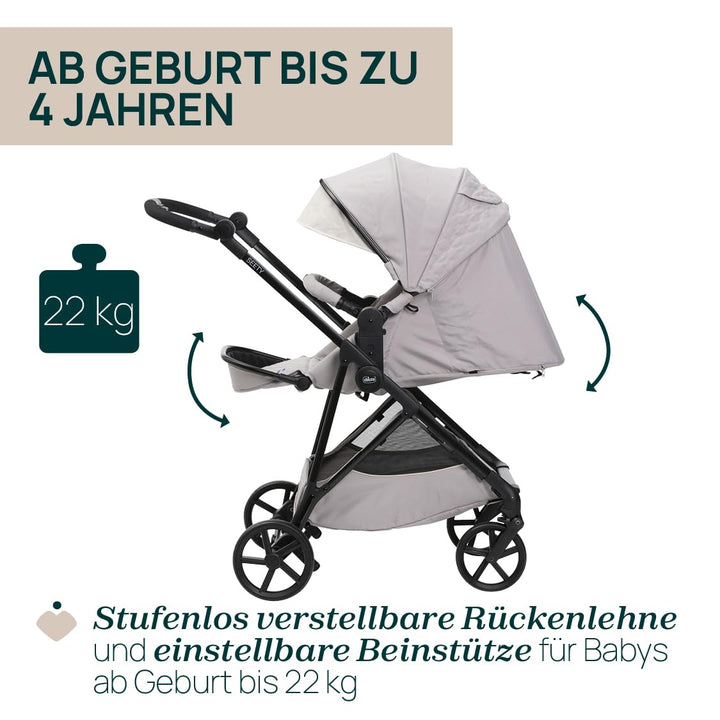 Chicco Kinderwagen Seety, Leicht und kompakt, von 0 Monaten bis 4 Jahren, bis 22 kg, faltbar, verste