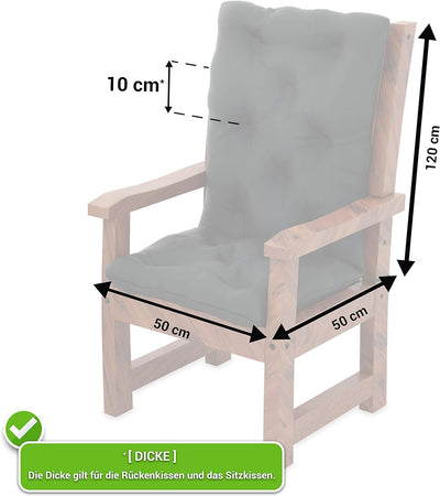 MOLTICO 2er Set Stuhlkissen Sitzkissen und Rückenkissen für Stühle Sessel Wasserdicht - Indoor und O