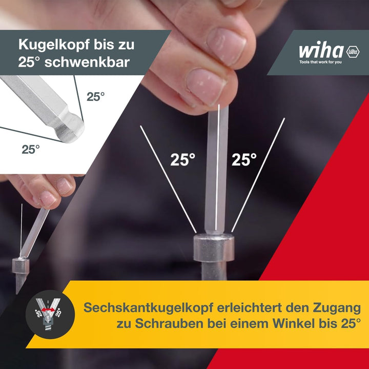 Wiha Stiftschlüssel Set mit ProStar Halter (07185) 10tlg. I Innensechskant Satz mit Kugelkopf I Inne