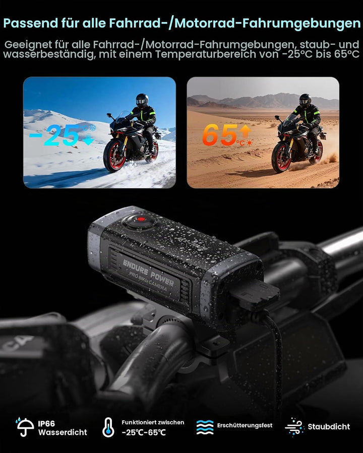 AKEEYO AKY-710Lite Motorradkamera/Fahrradkamera 2K30FPS WiFi-Actionkamera mit Ultra HD, IP66 Wasserd