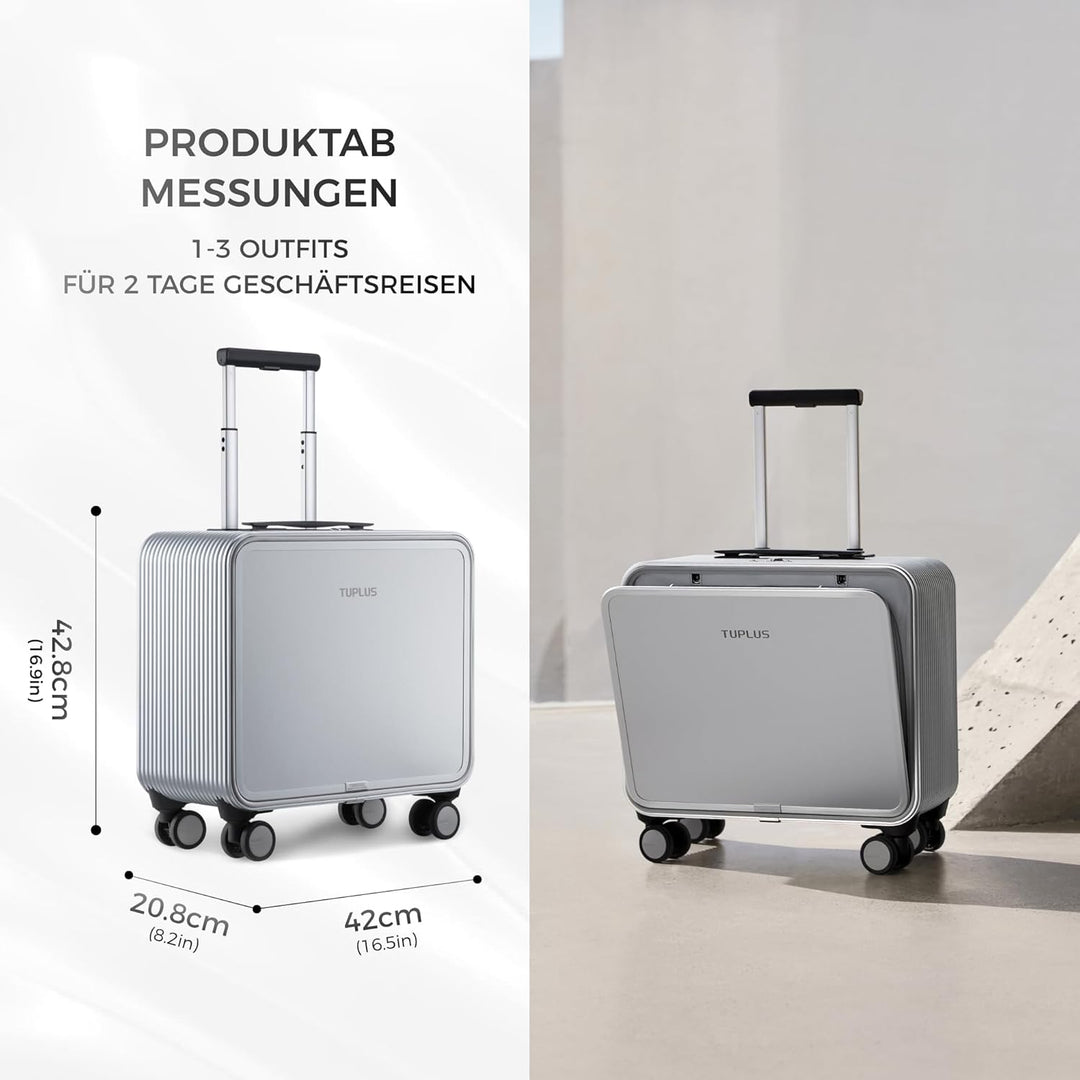 TUPLUS Koffer Aluminium Trolley Rollkoffer mit 4 Rollen Reisekoffer Handgepäck Hartschalenkoffer mit