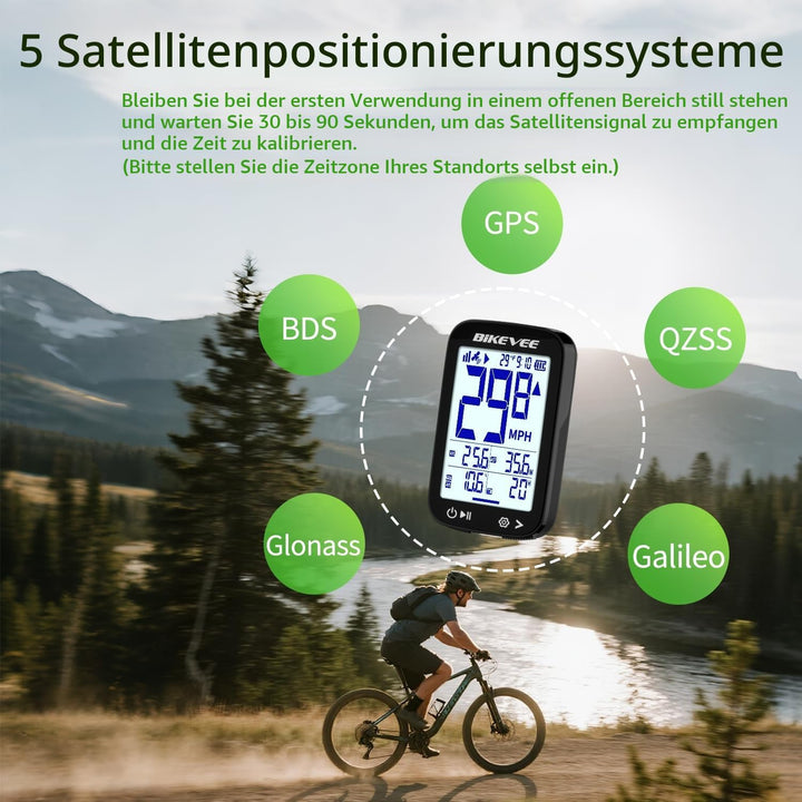GPS Fahrradcomputer Kabellos Wasserdicht 2.4 Zoll FSTN Display IPX7 28h Akkulaufzeit Leichtes Fahrra