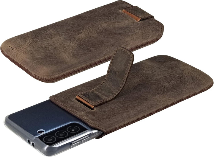Suncase ECHT Ledertasche Leder Etui kompatibel mit Samsung Galaxy S25 FE Hülle Innenmasse: ca. 166 x