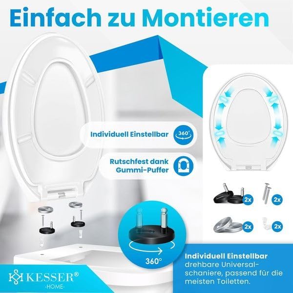 KESSER® WC Sitz mit Absenkautomatik Toilettendeckel Quick-Release-Funktion und Softclose - einfache