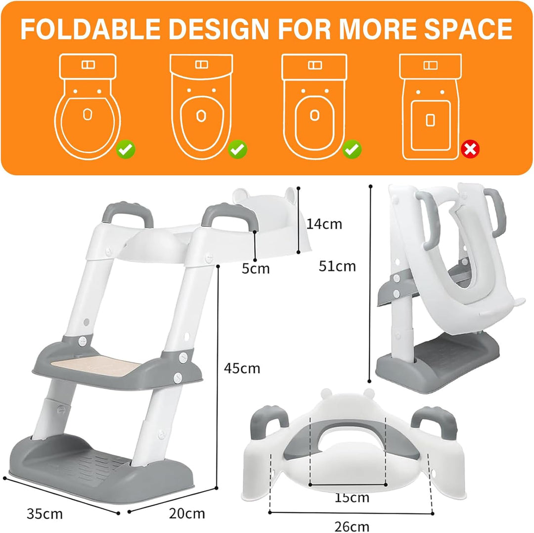 Toilettensitz Kinder Kinder WC, Toilettensitz Toilettentrainer mit Treppe 2-in-1 Verstellbar Toilett
