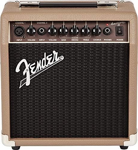 Fender Verstärker für Akustikgitarre, 15 W & Kabel Deluxe Series, 3m, Tweed 15W Bundle mit Kabel Del