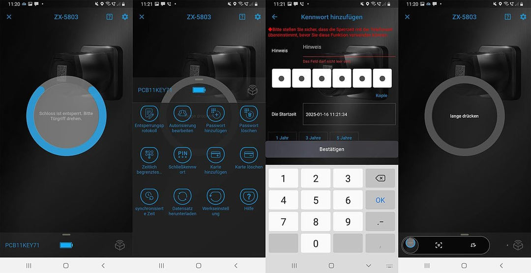VisorTech Türschloss: Elektronischer Tür-Schliesszylinder mit Fingerabdruck, Transponder, App (Türsc