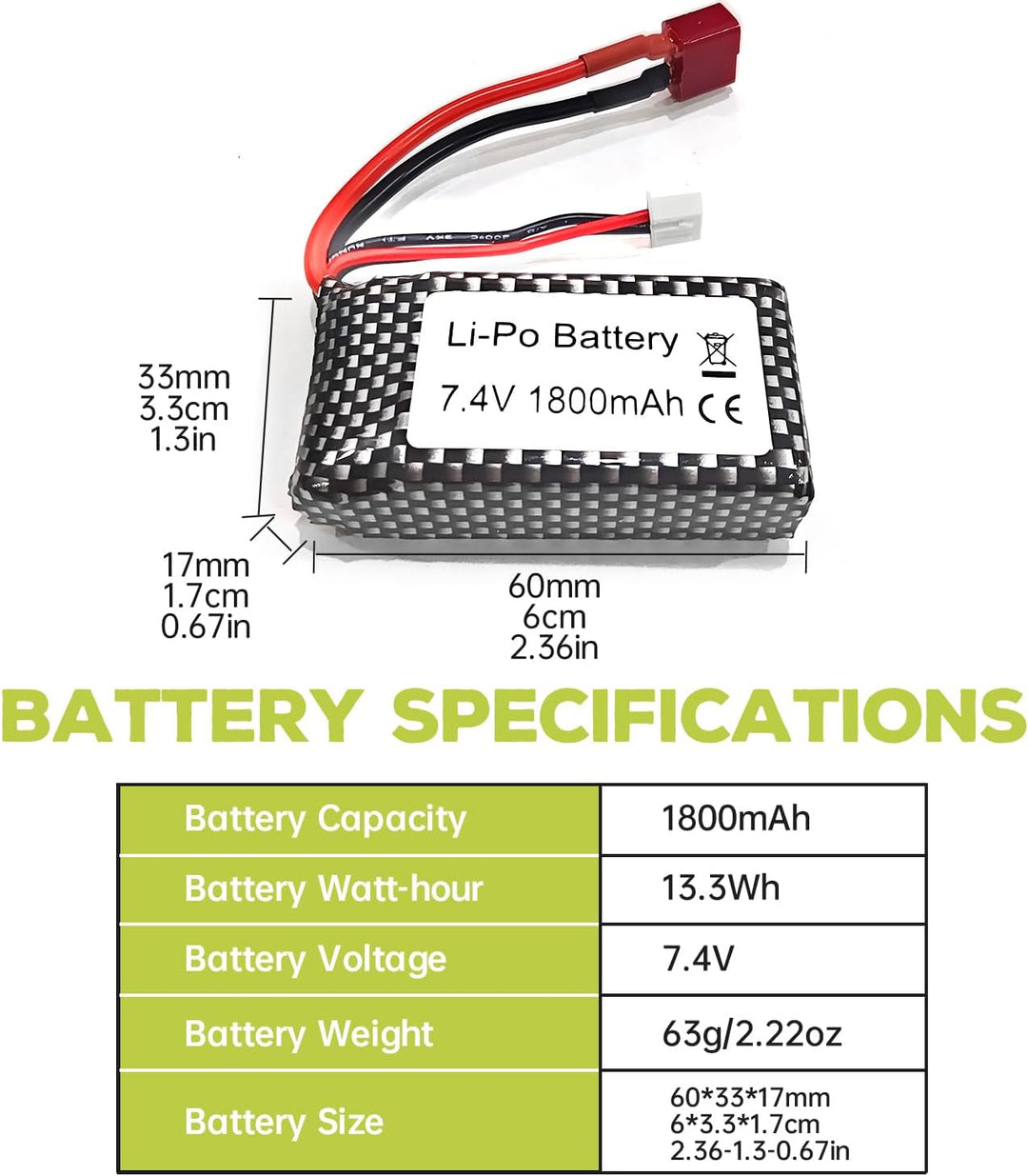 2PCS 7.4V 1800mAh Lipoakku mit 2 in 1 Ladegerät für WLTOYS A959-B A969-B A979-B K929-B 144001 Hochge