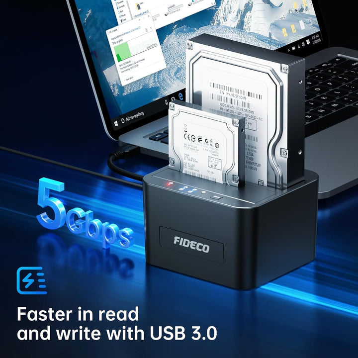 FIDECO Festplatten Dockingstation, USB3.0 SATA HDD Dockingstation für 2,5 und 3,5 Zoll SATA HDD / SS